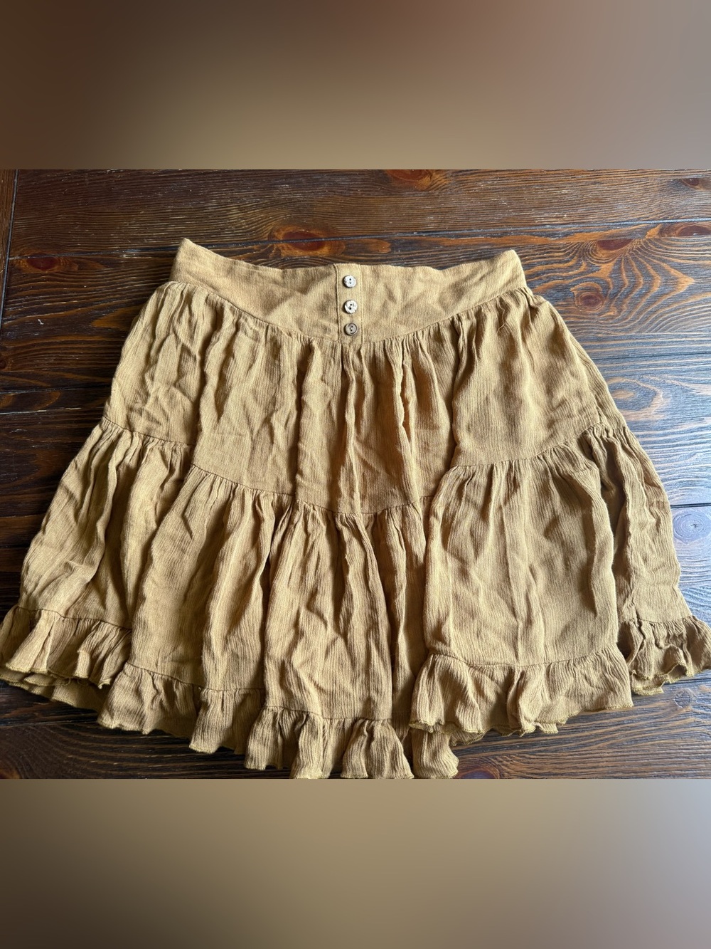 Boutique Tiered Ruffle Skirt in Mustard